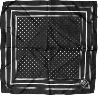 Dolce & Gabbana Ms 7711-P Polka Dot Vierkante Zakdoek - Heren - Zijden sjaals - Zwart - ONE Size - Accessoires