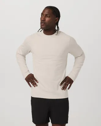 Vuori Clothing Long Sleeve Ponto Performance Tee | Oatmeal Heather | Medium