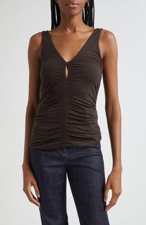 Reiss Vinny Ruched Tank in Chocolate Brown at Nordstrom Rack, Size 12 Us / 16 Uk