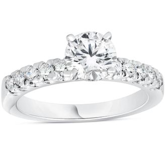 Pompeii3 1.90ct Pave Diamond Engagement Ring 14K White Gold Lab Grown Size Selectable
