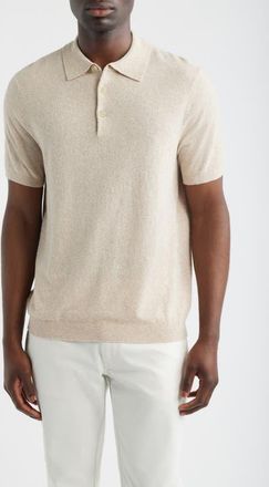Scott Barber Solid Boucl&eacute; Polo in Flax at Nordstrom, Size Xx-Large