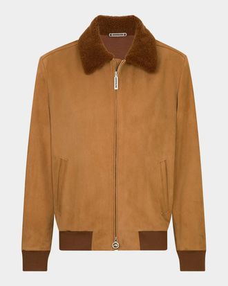 Stefano Ricci Men & apos;s Suede Shearling-Collar Blouson Jacket