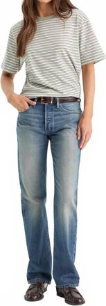 Good American Vintage Mid Rise Straight Leg Jeans In Dark Blue