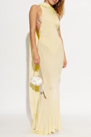 Self Portrait Dress With A Detachable Shawl, Womens, Yellow