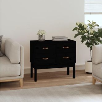 vidaXL Mueble Consola De Madera Maciza De Pino Negro 90x40x78 Cm Vidaxl