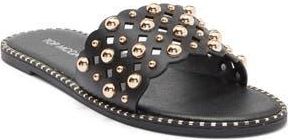 Top Moda Mick Flat Sandal in Black Pu at Nordstrom Rack, Size 5.5