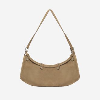 Pinko Womens Shoulder Bag Pocket Body Suede Green