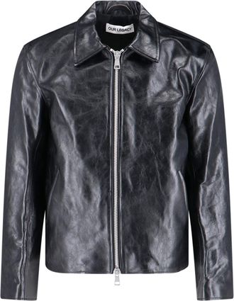 Our Legacy Mini Crinkled Leather Jacket with Classic Collar