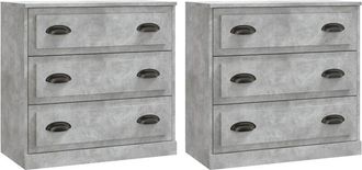 vidaXL Vidaxl - Aparadores 2 uds madera contrachapada gris hormigón