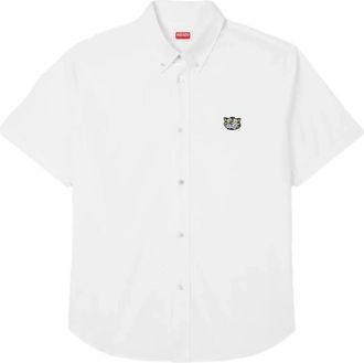 Kenzo Wild Tiger Shirt met Korte Mouwen - Heren - Korte mouwen Overhemden - Wit - S - Katoen - Overhemden