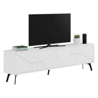 Dmora Mueble Para Tv Olgadikiev, Un Estante, 4 Puertas, 4 Compartimentos, 180x30x50h Cm Blanco