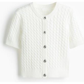 H&M Cable-knit Cardigan in White at Nordstrom, Size Xx-Large