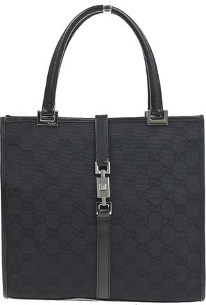 Gucci Jackie Tote Gg Canvas And Leather Black Canvas Handbag (Pre-Owned)