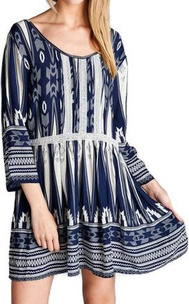 Velzera Geometric Mini Dress In Blue
