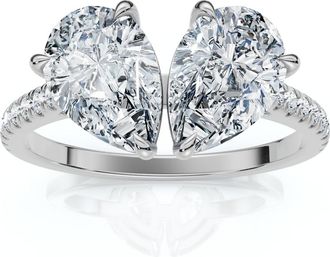 Pompeii3 2 1/3Ct Toi et Moi Double Pear Diamond Ring 14k Gold or Platinum Lab Grown