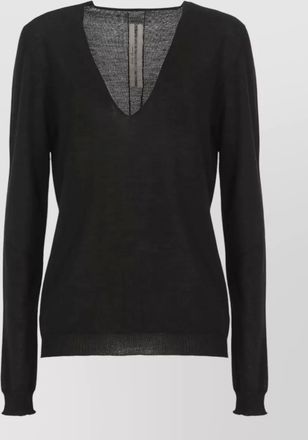 Rick Owens v neck top long sleeves sheer knit