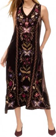 Johnny Was Carmina Velvet V-Neck Tank Dress In Chocolate