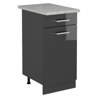 Vicco Mueble Bajo De Cocina R-line, Antracita Alto Brillo, 40 Cm Et M&aacute;rmol