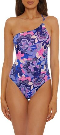 BECCA by Rebecca Virtue Lanai Strappy Rib One-Piece Swimsuit in Blue Multi at Nordstrom, Size Small