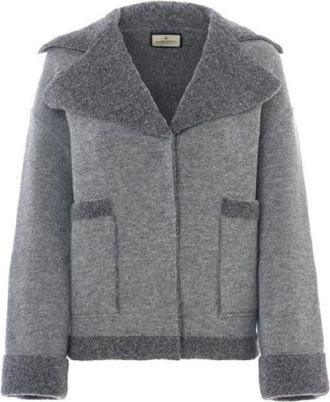 Windsor Oversized Gebreide Shearling Jas - Dames - Vesten - Grijs - M - Wol - Truien & Vesten