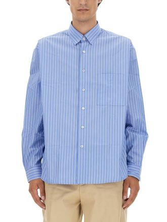 Lanvin Blue Oversized Stripes Shirt