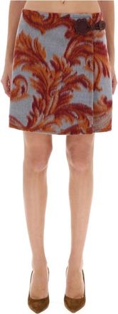 Etro Minirok van wolmix met bladerenmotief - Dames - Korte rokken - Veelkleurig - XS - Wol - Rokken
