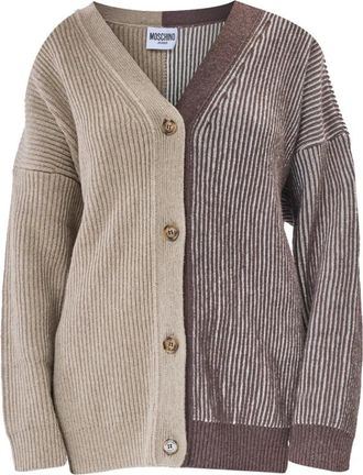 Moschino Cardigan Logo - Dames - Vesten - Veelkleurig - L - Wol - Truien & Vesten