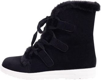 Generic Winter Boots Women Outdoor Thermal Snow Booties Solid Color Casual Faux Fur Lined Comfortable Warm Lace Up Ankle Boots Walking Leisure