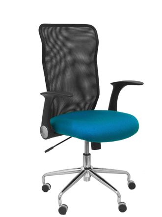Piqueras y Crespo Silla Minaya Respaldo Malla Negro Asiento Bali Verde Petr&oacute;leo