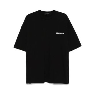 Cole Buxton T-Shirts, male, Black, Size: 2XL Black Logo Print Crew Neck T-shirt