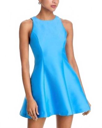 French Connection Structured Taffeta Flare Mini Dress In Poolside Blue