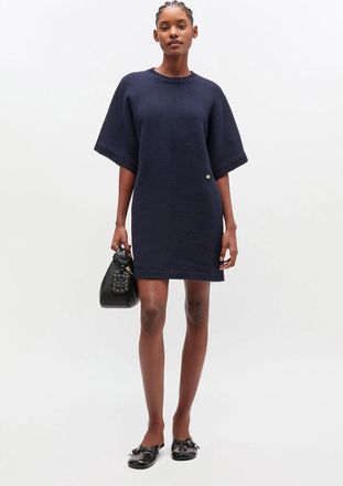 Ganni Dark Blue Wool Mix Dress - Size XXS Navy