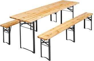 Oviala Conjunto de mesa y bancos plegables de madera de 218 cm