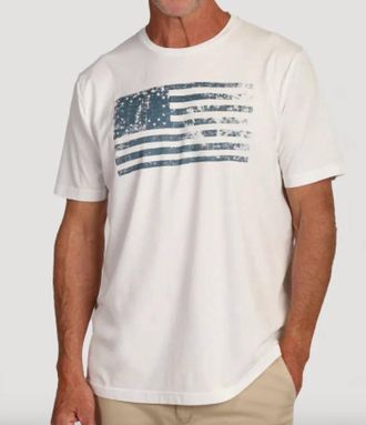 True Grit Mens Short Sleeve Raw Edge Crew Shirt In White