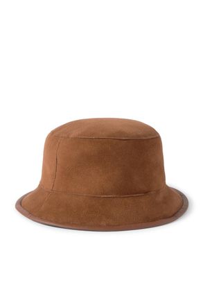 Loro Piana Lys Reversible Leather-Trimmed Shearling Bucket Hat
