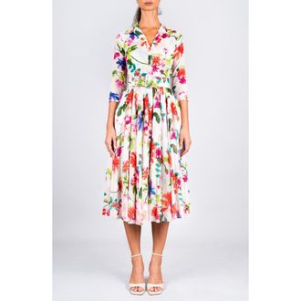 Samantha Sung A-Line Midi Aster Shirtdress in Florance at Nordstrom, Size 16