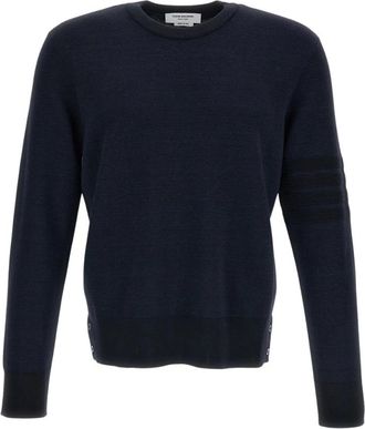 Thom Browne Ottoman Milano Stitch 4-Bar Bomber Pullover - - Knitwear - Uomo - Blu - M