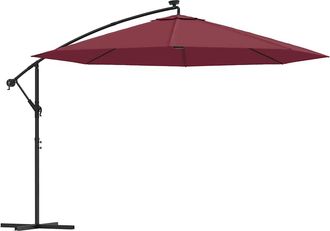 vidaXL Sombrilla De Jard&iacute;n Voladiza Con Luces Led Rojo Burdeos 350 Cm Vidaxl