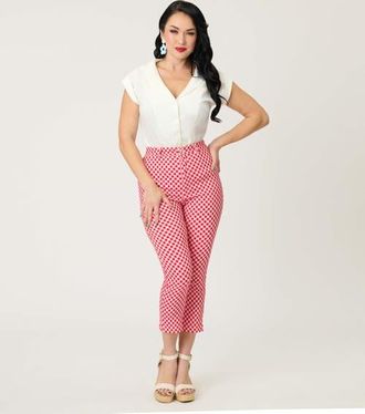 Unique Vintage Rachelle Capri Pants in Red Gingham at Nordstrom, Size X-Large