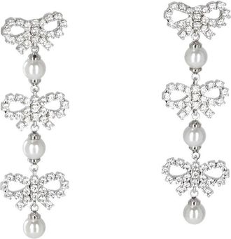 Self Portrait Micro Bow Pearl Tiered Earrings