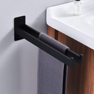 OEM Puerta Asciugamani Quadrato In Acciaio Inossidabile With Due Bracci, Portasciugamani Da Parete Per Bathno E Cucina Nero Opaco 39 Cm