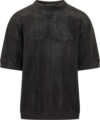 Amiri Crochet Mesh T-shirt - Heren - Ronde hals truien - Zwart - M - Katoen - Truien & Vesten