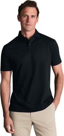 CHARLES TYRWHITT Short Sleeve Cotton Stretch Smart Pique Polo in Black at Nordstrom, Size Xx-Large