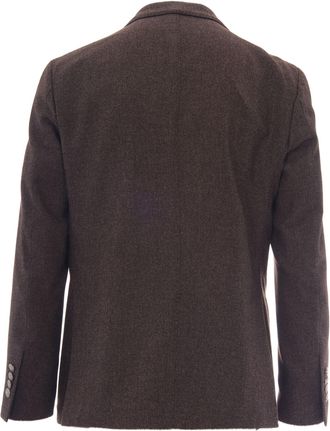 Eleventy Mens Double-Breasted Jacket Dark Brown Wool Cotton Cashmere