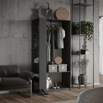Vicco Armario De Ropa Elmo, Antracita, 80 X 200 Cm Lote De 2, Vicco