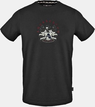 Aquascutum Mens Text Graphic Crew Neck Short Sleeve T-Shirt - Black - Size: 2X large