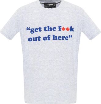 Dsquared2 Gedrukt Grijs Heren T-shirt - Heren - T-shirts - Grijs - L - Katoen - Tops