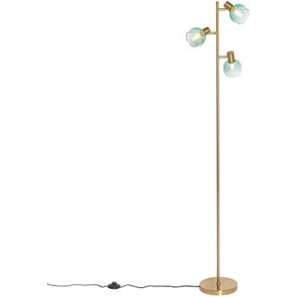 QAZQA Lampada da terra vidro - Art déco - Acciaio,Vetro - Verde/Oro/Ottone - Oblungo Max. 3 x Watt - Qazqa