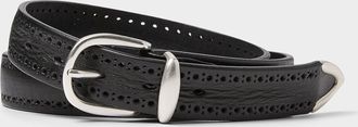 Alberto Luti Mens Perforated-detail leather belt
