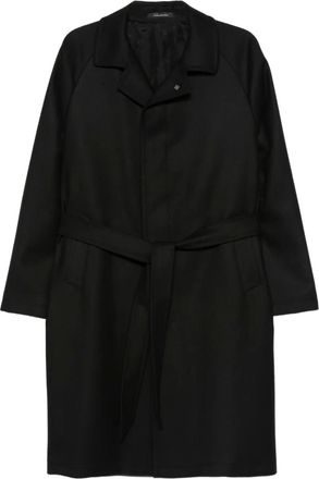 Tagliatore belted raglan-sleeve coat - Black
